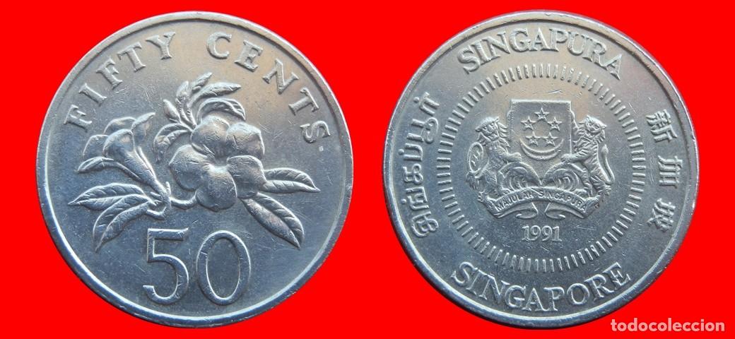 Monedas antiguas de Asia: 50 CENTAVOS 1991 SINGAPUR-150625