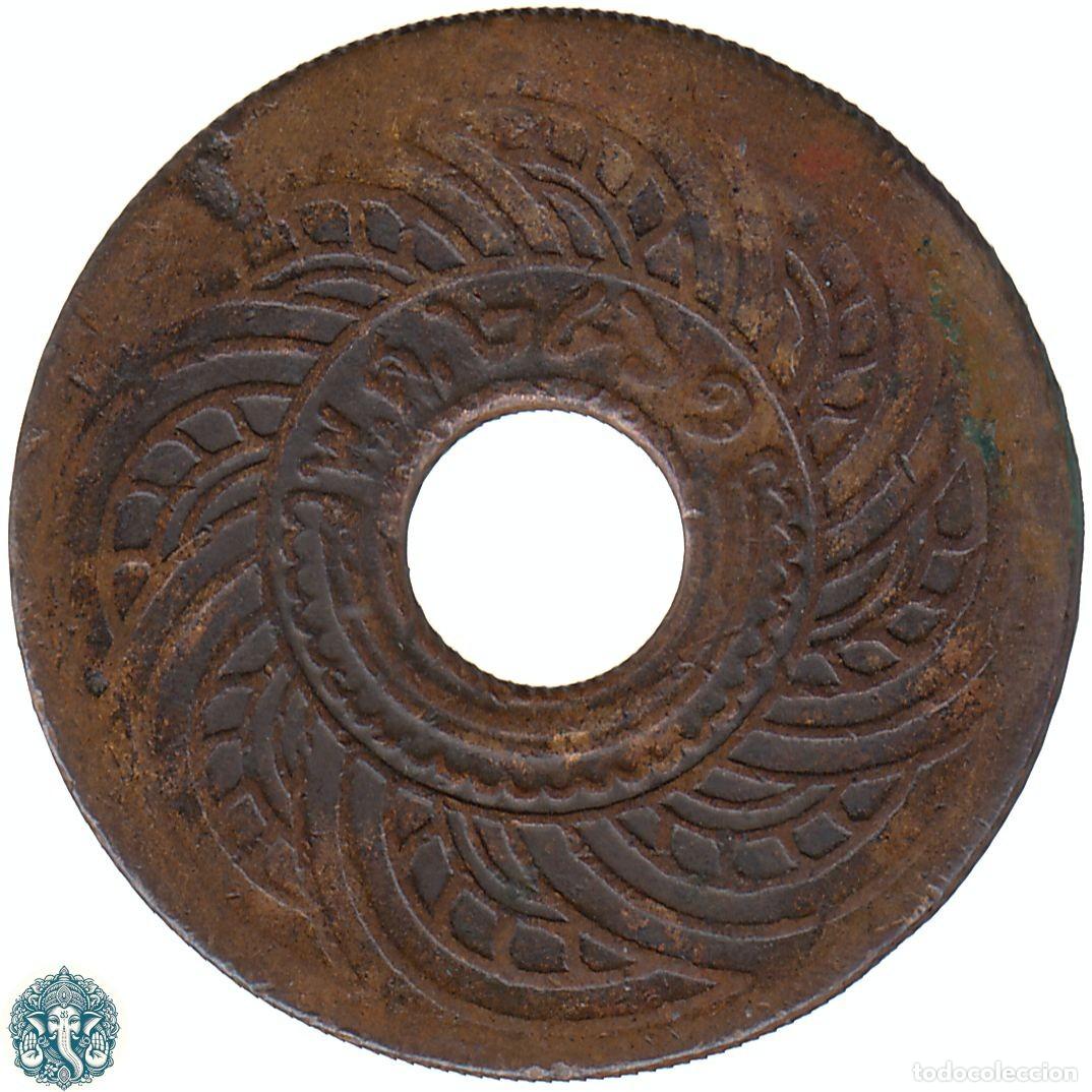 Monedas antiguas de Asia: TAILANDIA 1 Satang 2461 ๒๔๖๑ (1918) Rama VI Y#35 THAILANDIA palo del ๖ (6) largo