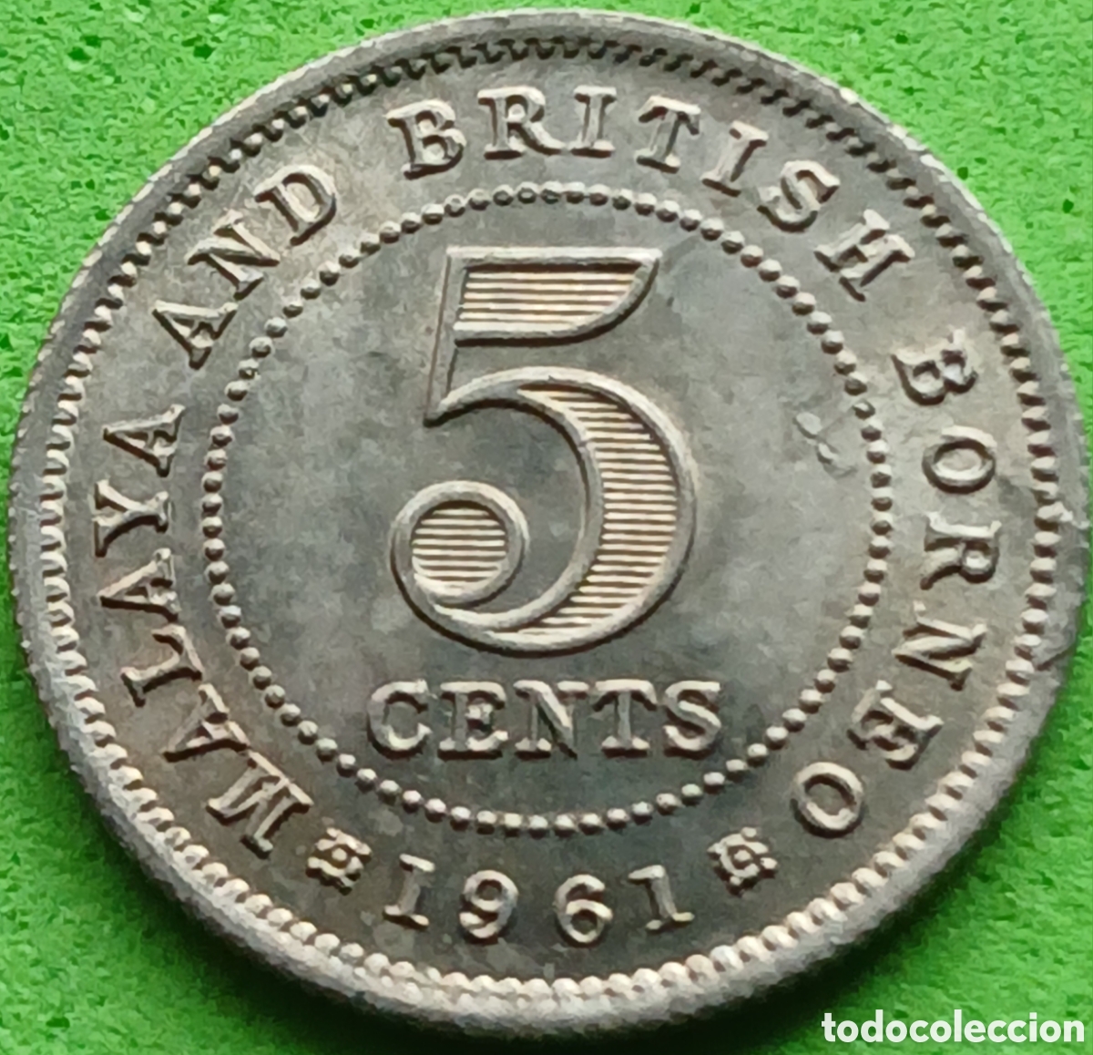 Monedas antiguas de Asia: Malaya y Borneo Brit&aacute;nico 5 cents 1961 km#1 sin marca de ceca