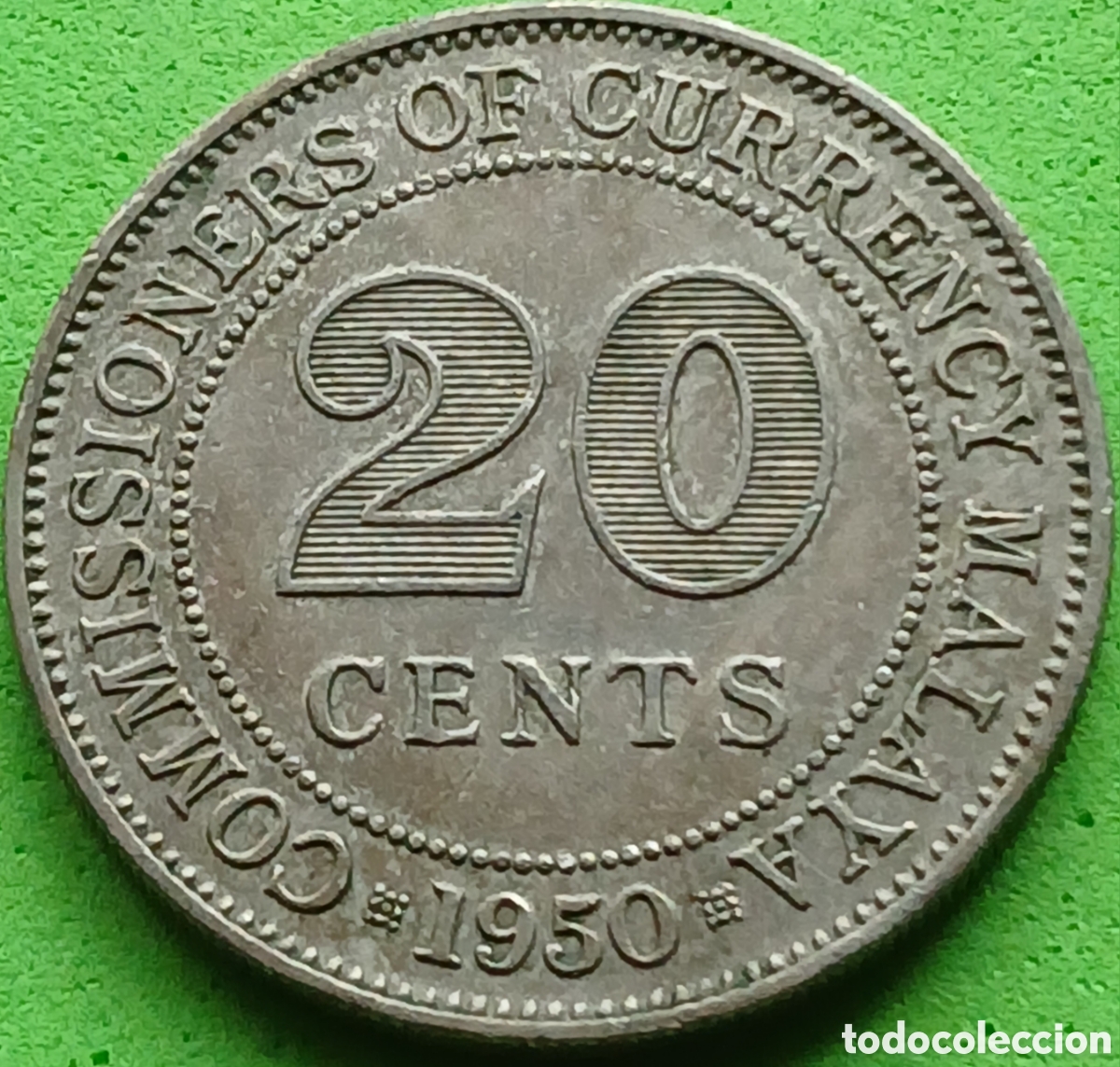 Monedas antiguas de Asia: Malaya 20 cents 1950 km#9