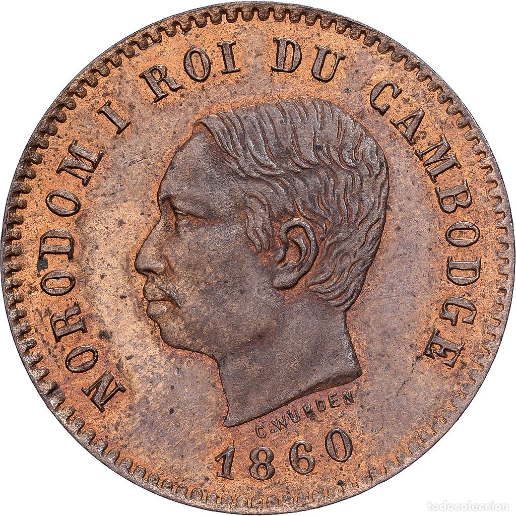 Monedas antiguas de Asia: [#1121586] Camboya, 5 Centimes, 1860, Bronce, SC, Lecompte:14