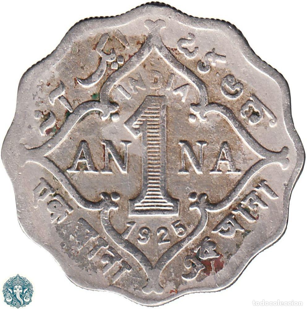 Monedas antiguas de Asia: INDIA BRIT&Aacute;NICA 1 Anna 1925 Jorge V Ceca Calcuta KM#513