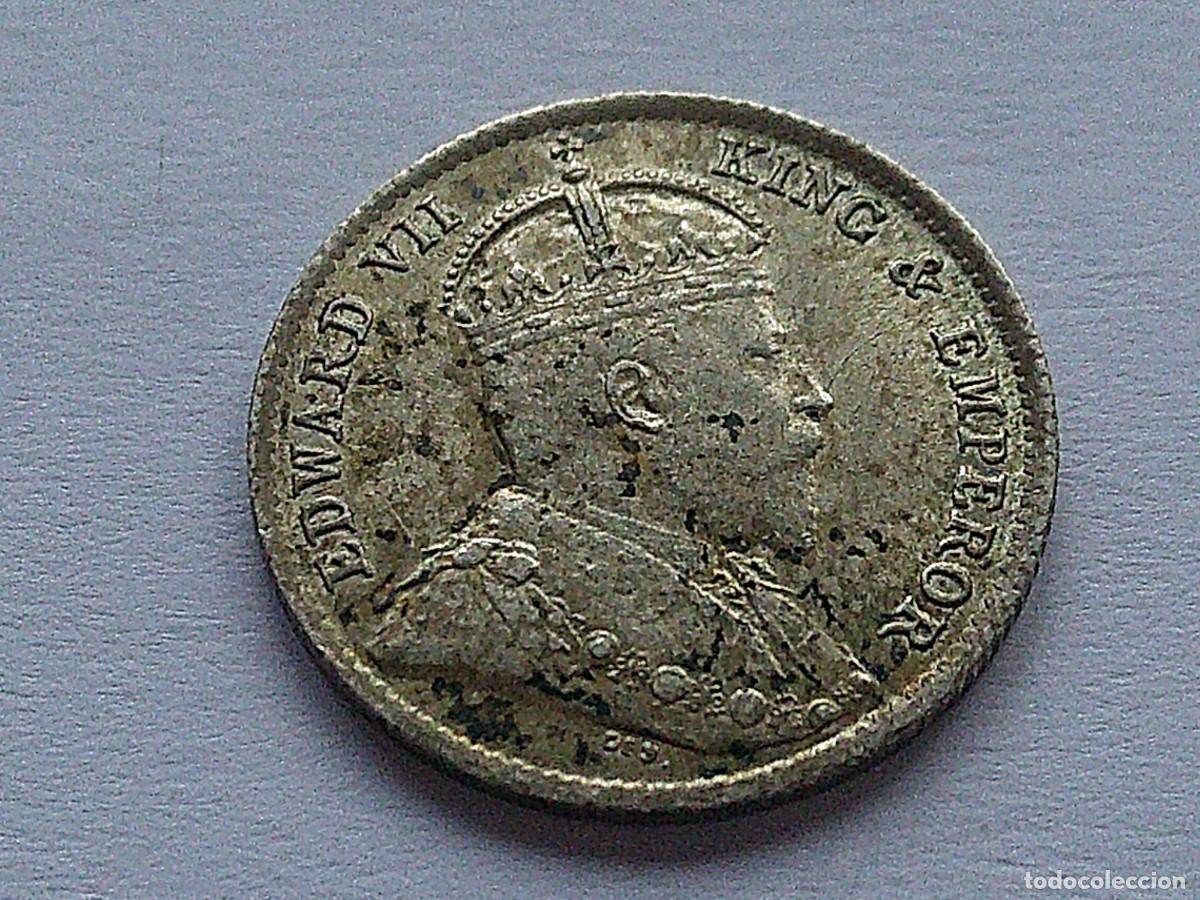 Monedas antiguas de Asia: Straits Settlements Edward VII 1902 Silver 5 Cents 14dz28