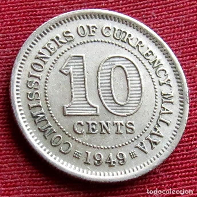 Moedas antigas da &Aacute;sia: Malaya 10 cents 1949 Malaysia Malasia