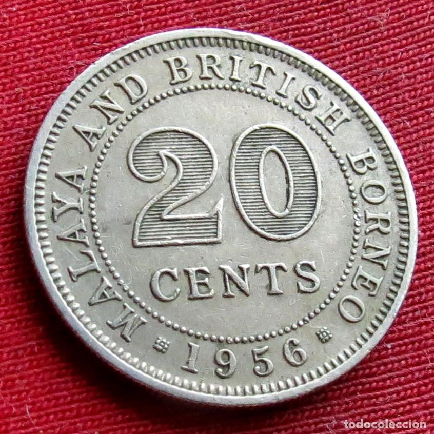 Monnaies anciennes d'Asie: Malaya y Borneo Brit&aacute;nico 20 cent 1956 British Malaysia