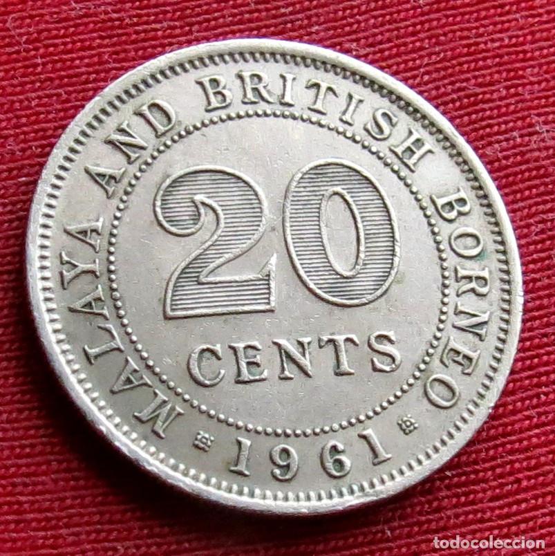 Monnaies anciennes d'Asie: Malaya y Borneo Brit&aacute;nico 20 cent 1961 British Malaysia