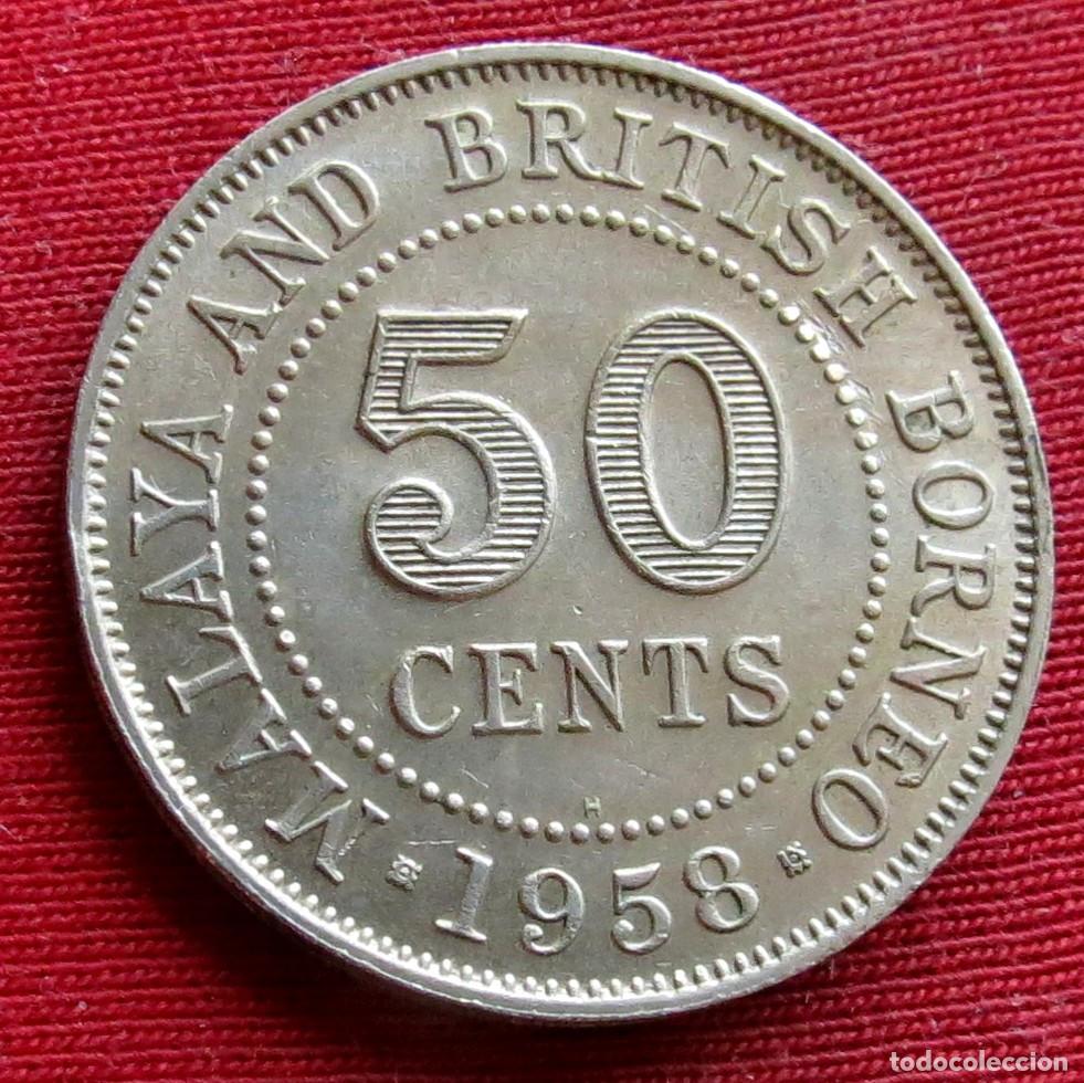 Monnaies anciennes d'Asie: Malaya y Borneo Brit&aacute;nico 50 cent 1958 H British Malaysia