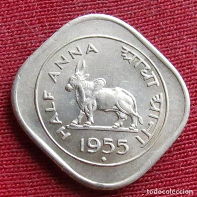 Monedas antiguas de Asia: India 1/2 anna 1955 .