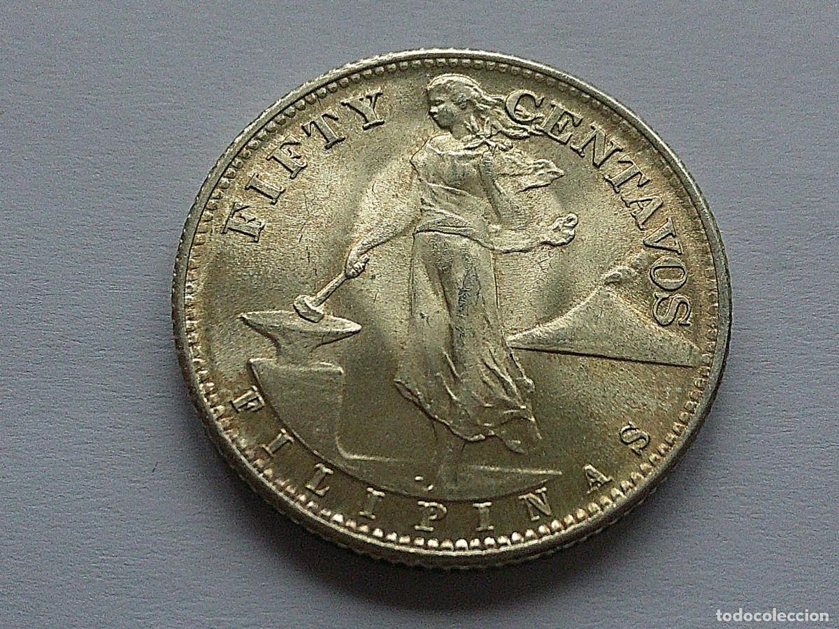 Monedas antiguas de Asia: Filipinas 50 centavos de plata 1945 S. Sin circular. 28dz