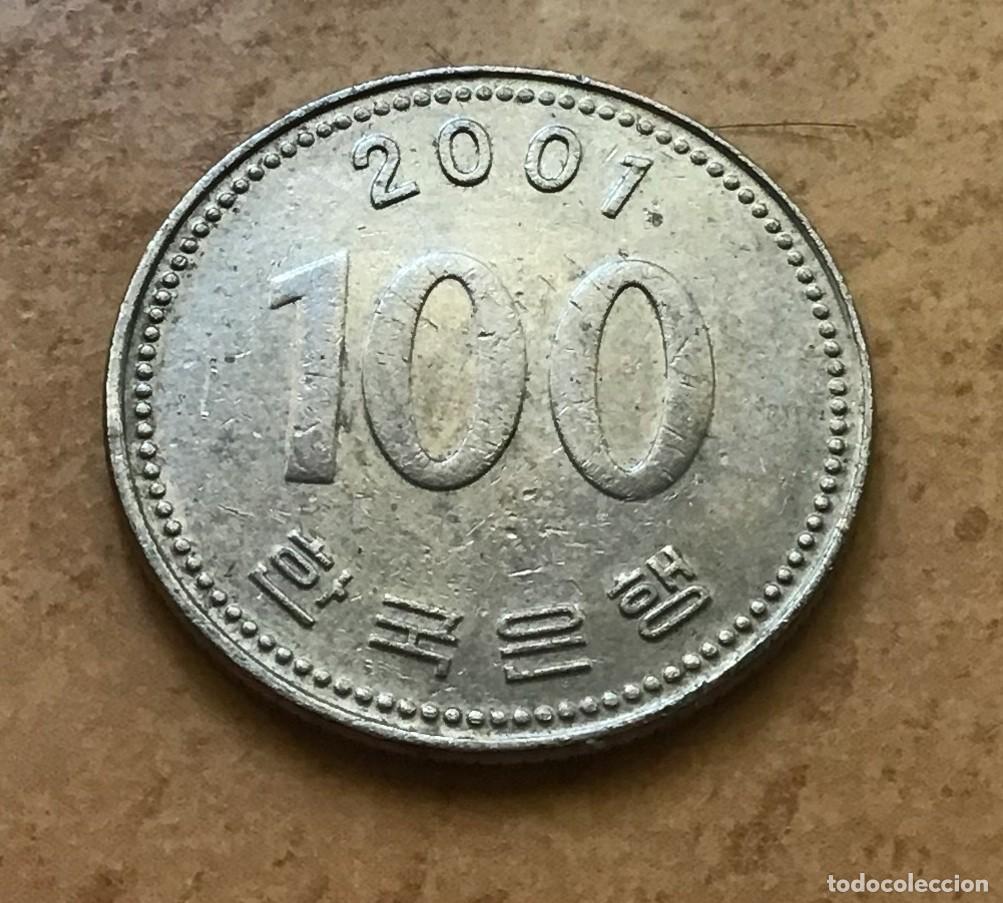 Monedas antiguas de Asia: 100 won de Corea del Sur. A&ntilde;o 2001