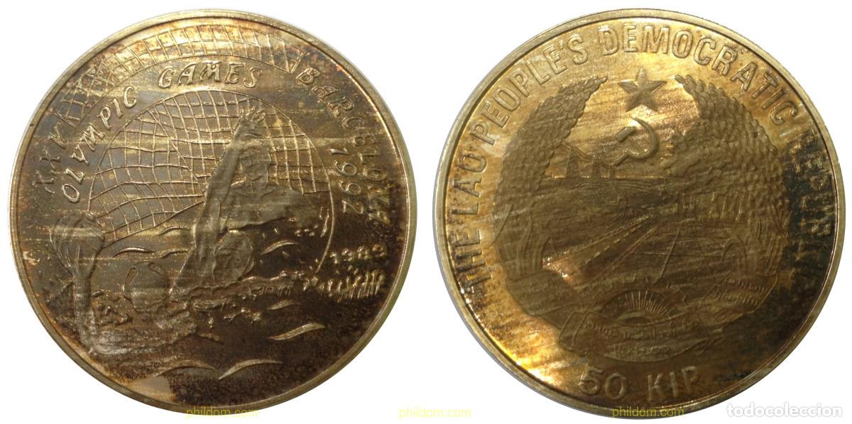 Monedas antiguas de Asia: 1231 LAOS 1989 LAOS 50 KIP OLIMPIC BARCELONA 1992