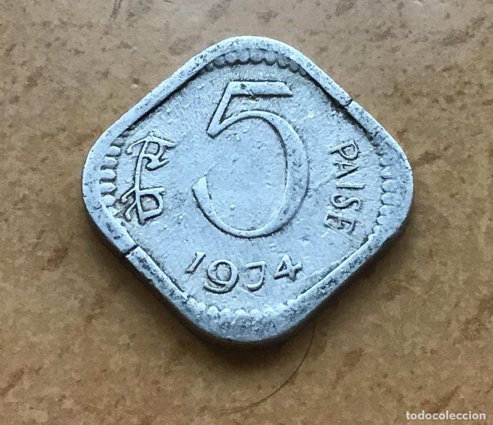 Monedas antiguas de Asia: 5 paisa de India. A&ntilde;o 1974