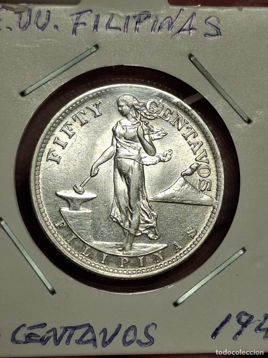 Monedas antiguas de Asia: MONEDA DE 50 CENTAVOS DE PLATA DE FILIPINAS