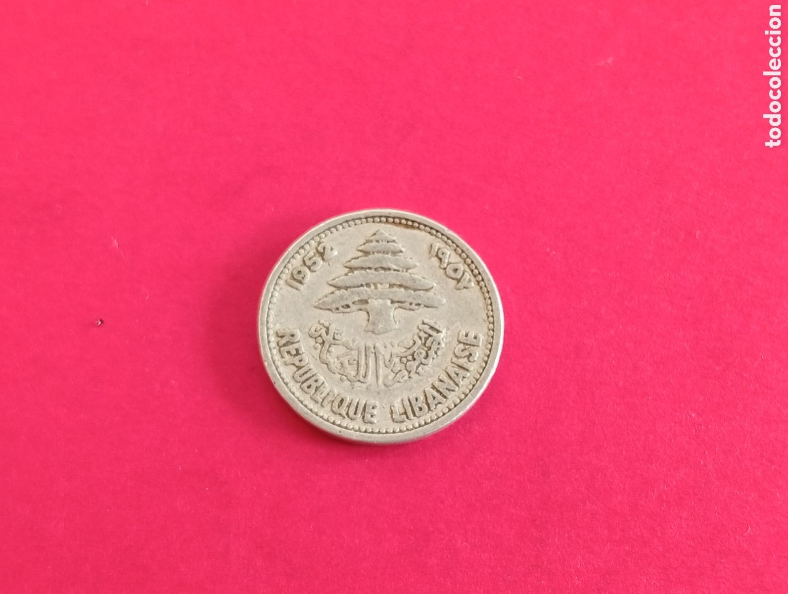Monedas antiguas de Asia: 5 piastras de L&iacute;bano 1952