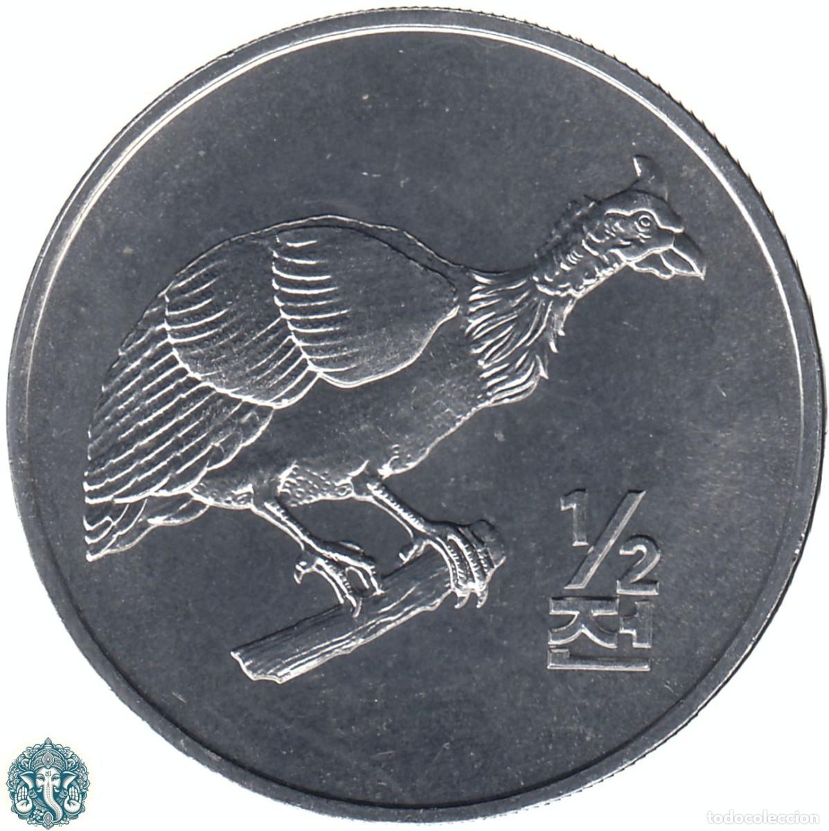 Monedas antiguas de Asia: COREA DEL NORTE &frac12; Chon 2002 Gallina de Guinea KM#187