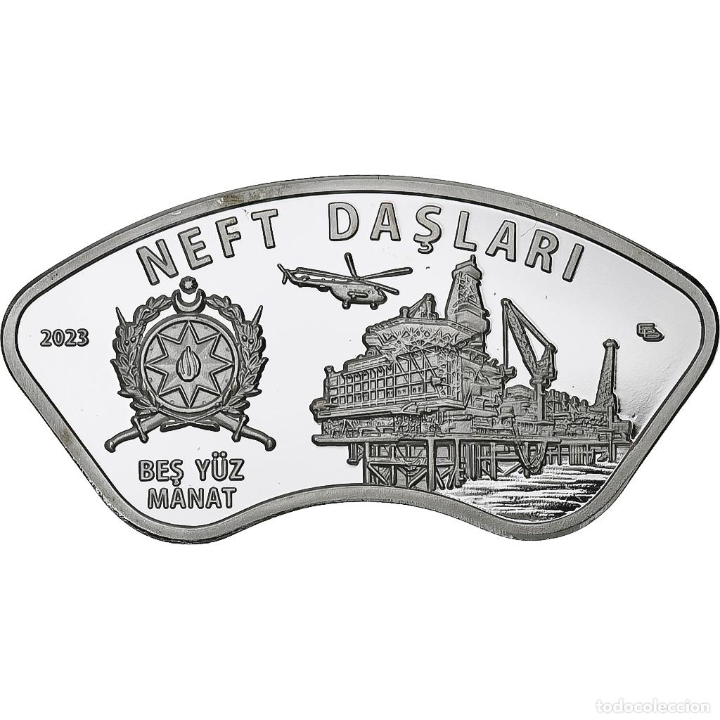 Monedas antiguas de Asia: [#1306330] Azerbaiy&aacute;n, 500 Manat, Neft Daşlari, 2023, Silver plated copper-nickel, FDC