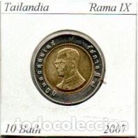 Monedas antiguas de Asia: TAILANDIA 2007, 10 BATH, BIMETALICA, RAMA IX, SC, 2 FOTOS