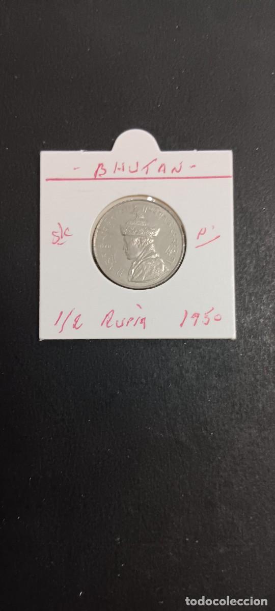 Monedas antiguas de Asia: BHUTAN 1/2 RUPIA 1950 S/C KM=28.1 (NIQUEL)