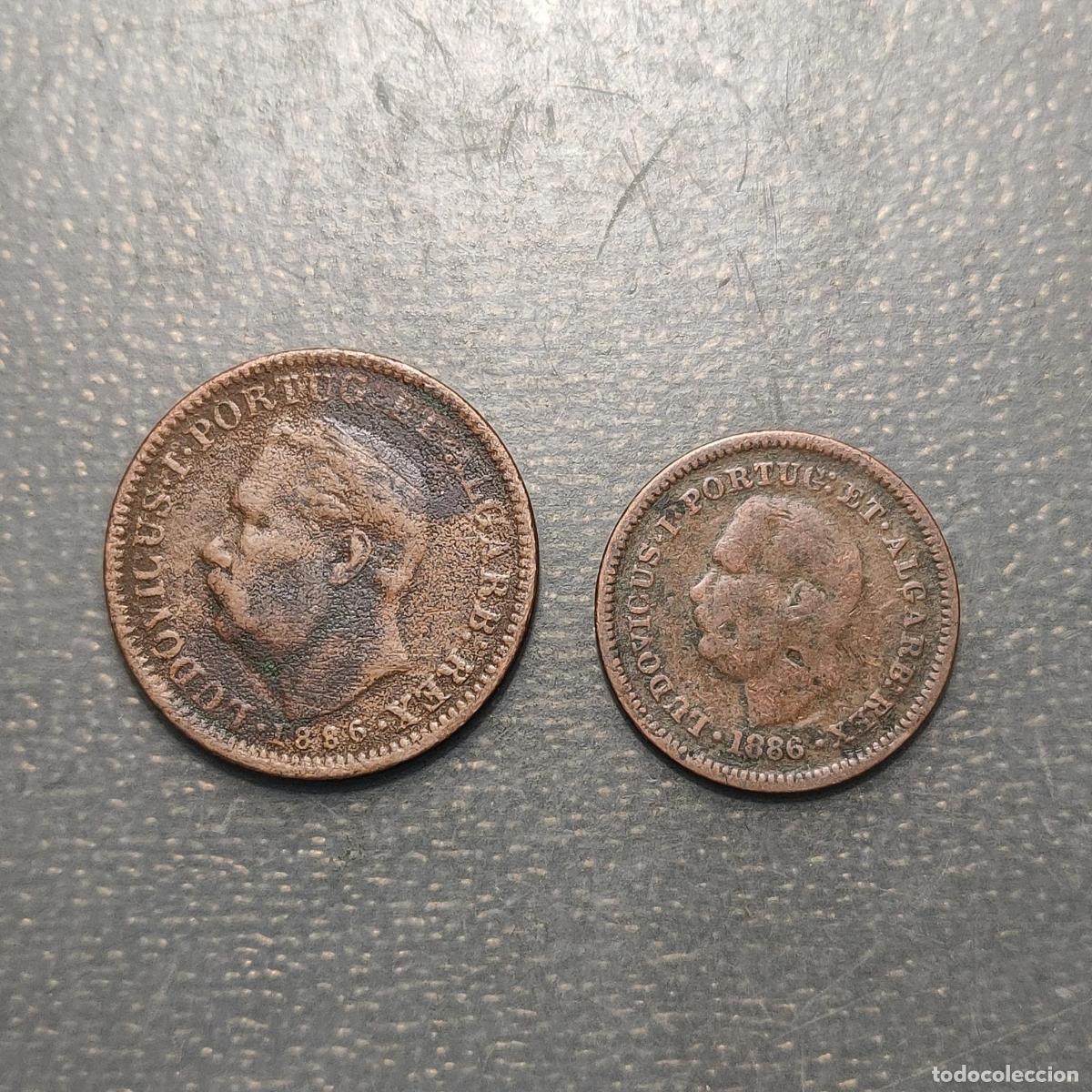 Monedas antiguas de Asia: INDIA PORTUGUESA LOTE DE 2 MONEDAS 1/4 TANGA + 1/8 TANGA