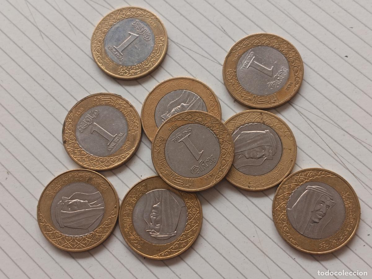 Monedas antiguas de Asia: Arabia Saud&iacute;: 9 monedas de 1 riyal
