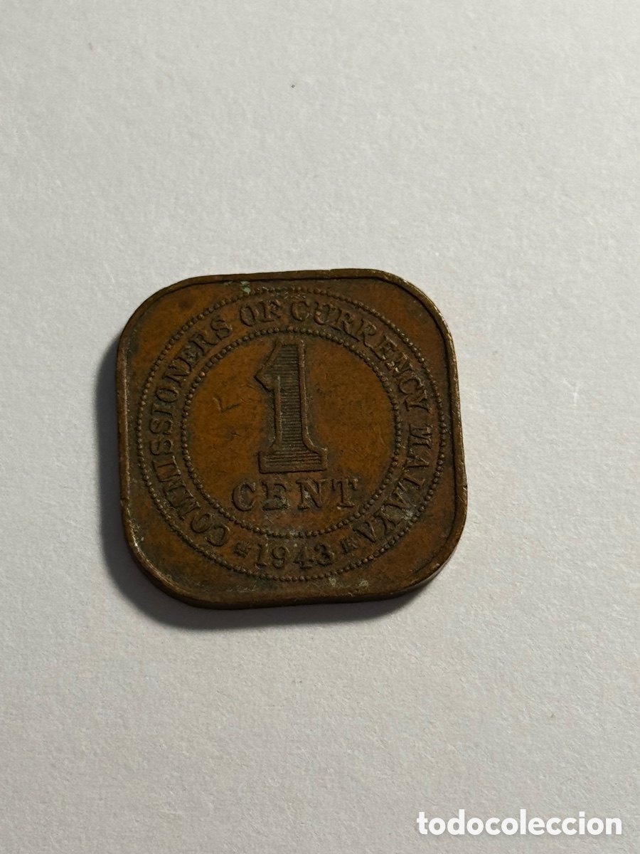 Monedas antiguas de Asia: Moneda de 1 centavo de malasia 1943 - Foto 2