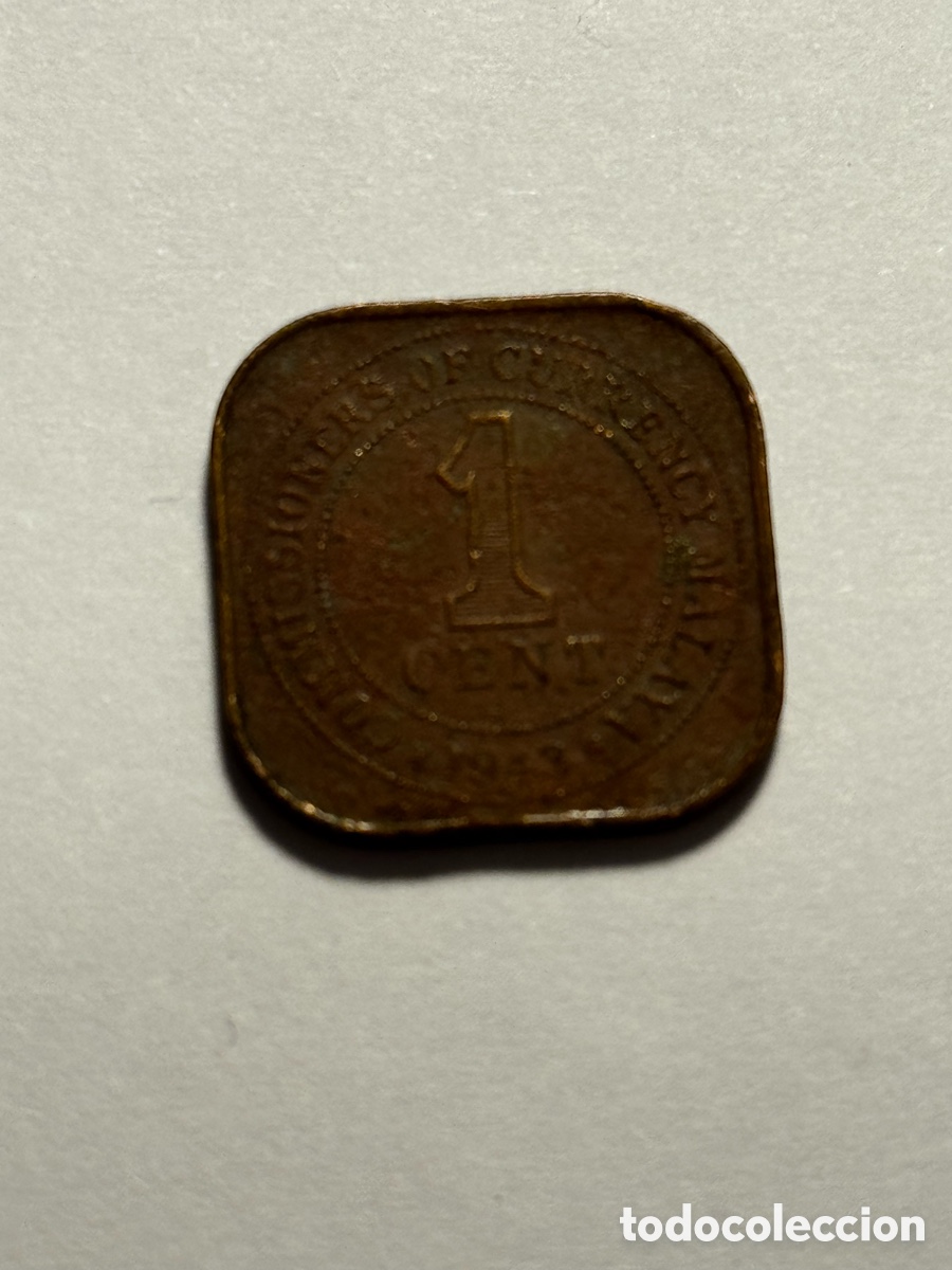 Monedas antiguas de Asia: Moneda de 1 centavo de malasia 1943 - Foto 2