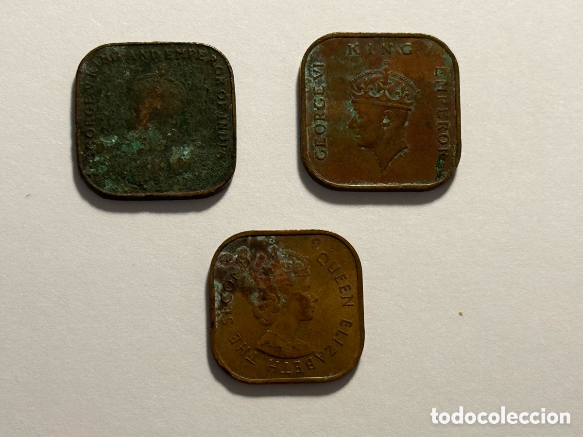 Monete antiche di Asia: 3 monedas de 1 centavo de Malasia