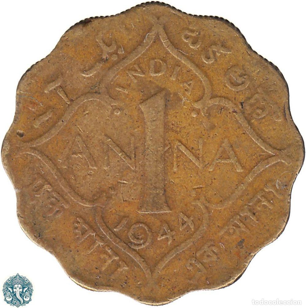 Monedas antiguas de Asia: INDIA BRIT&Aacute;NICA 1 Anna 1944 Jorge VI Ceca Calcuta KM#537a