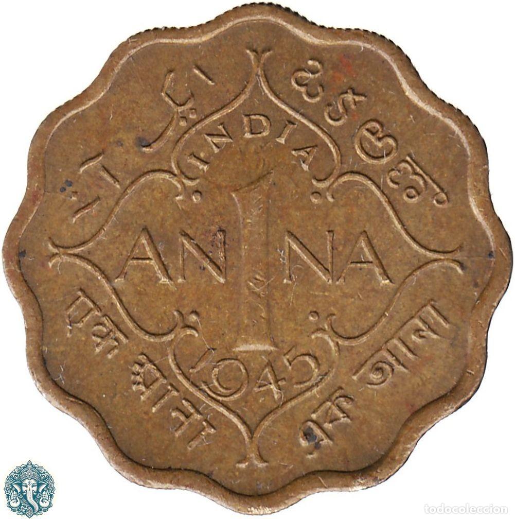 Monedas antiguas de Asia: INDIA BRIT&Aacute;NICA 1 Anna 1945 Jorge VI Ceca Calcuta KM#539