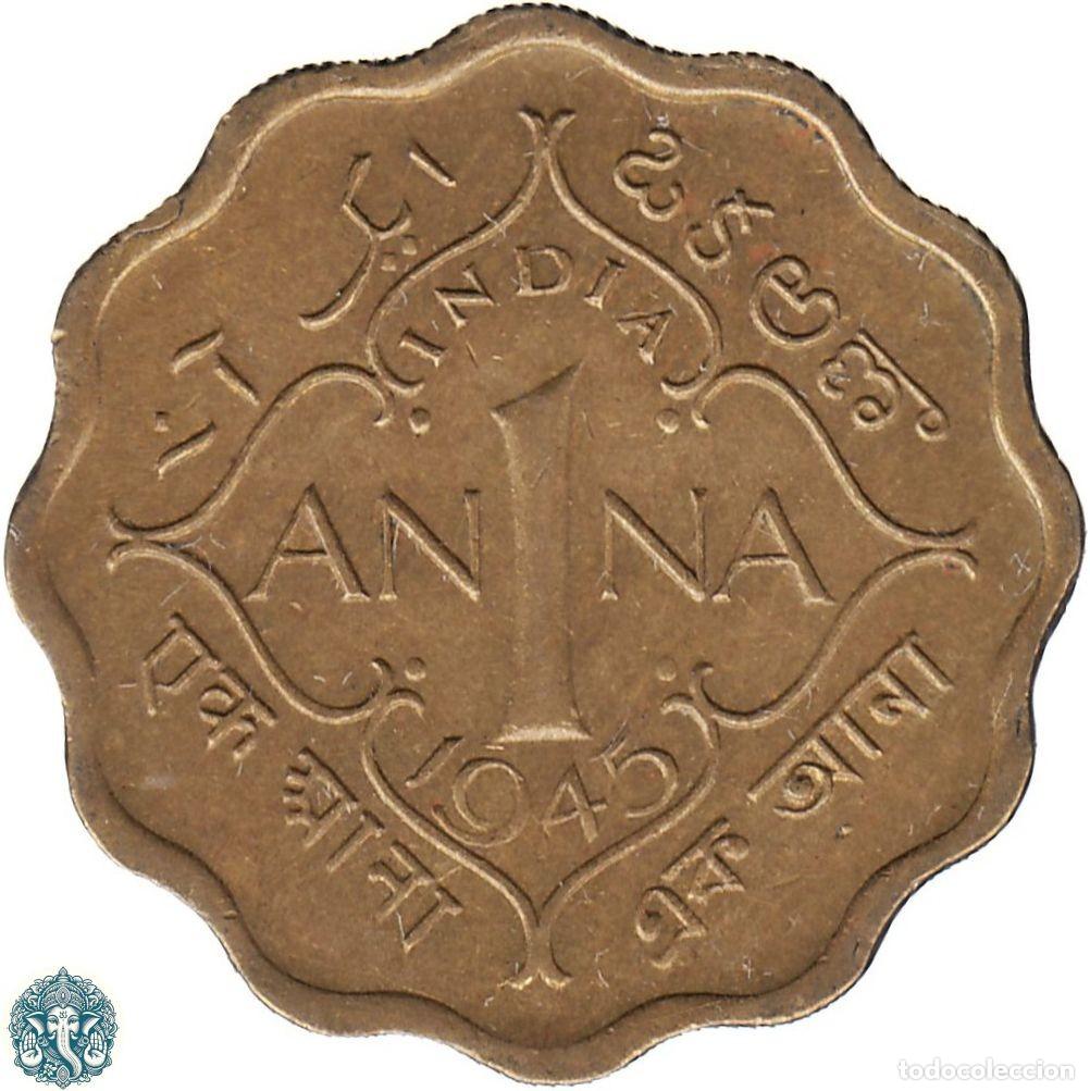 Monedas antiguas de Asia: INDIA BRIT&Aacute;NICA 1 Anna 1945 Jorge VI Ceca Calcuta KM#539