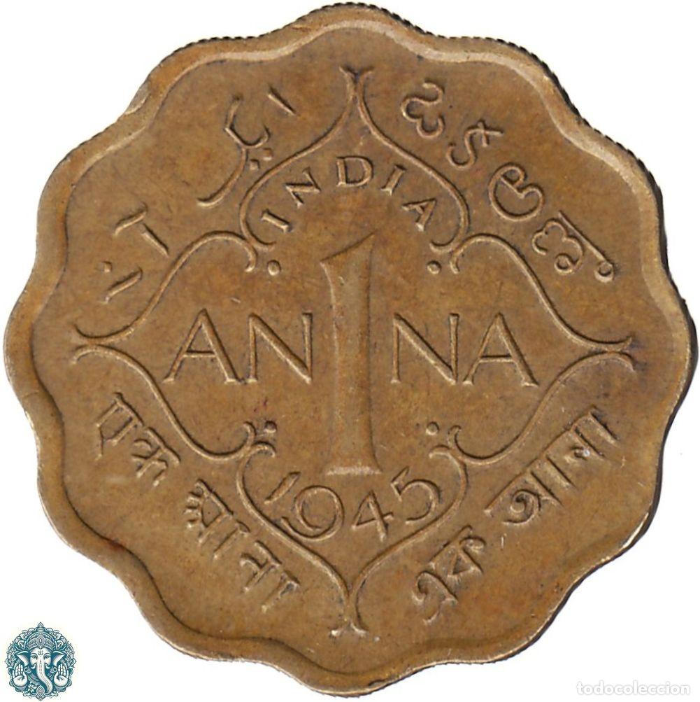 Monedas antiguas de Asia: INDIA BRIT&Aacute;NICA 1 Anna 1945 Jorge VI Ceca Calcuta KM#539