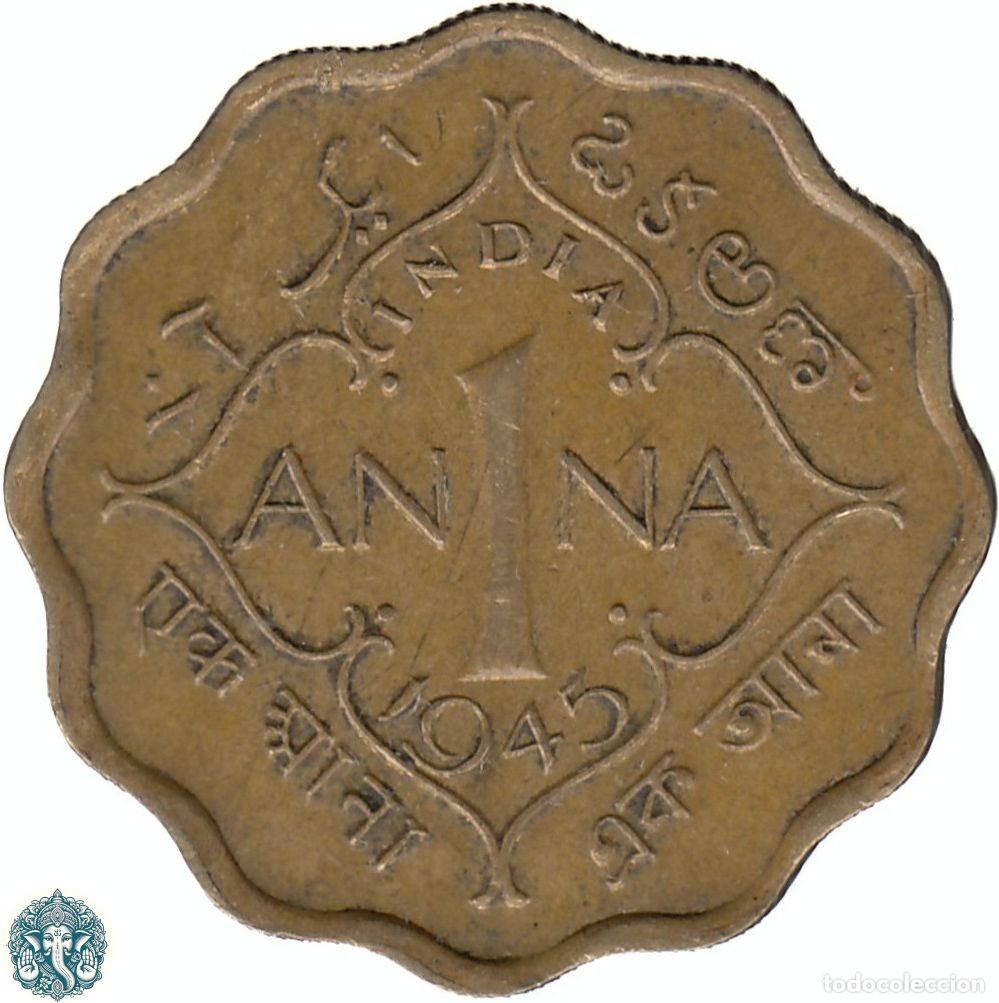 Monedas antiguas de Asia: INDIA BRIT&Aacute;NICA 1 Anna 1945 Jorge VI Ceca Calcuta KM#539