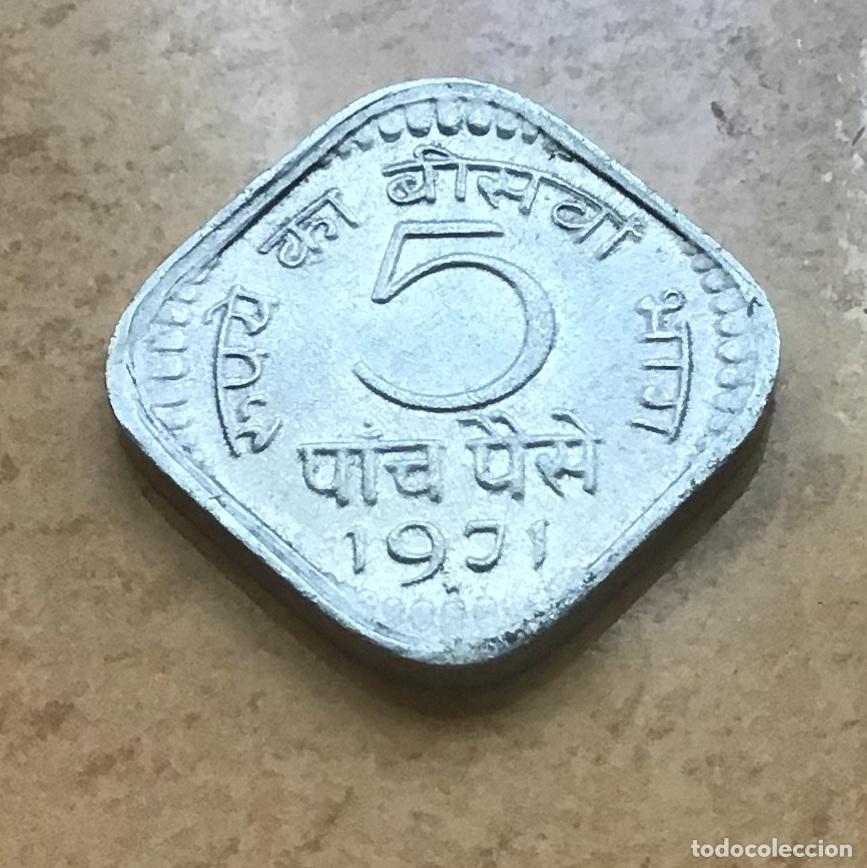 Monedas antiguas de Asia: 5 paisa de India. A&ntilde;o 1971. Ceca de Hyderabad