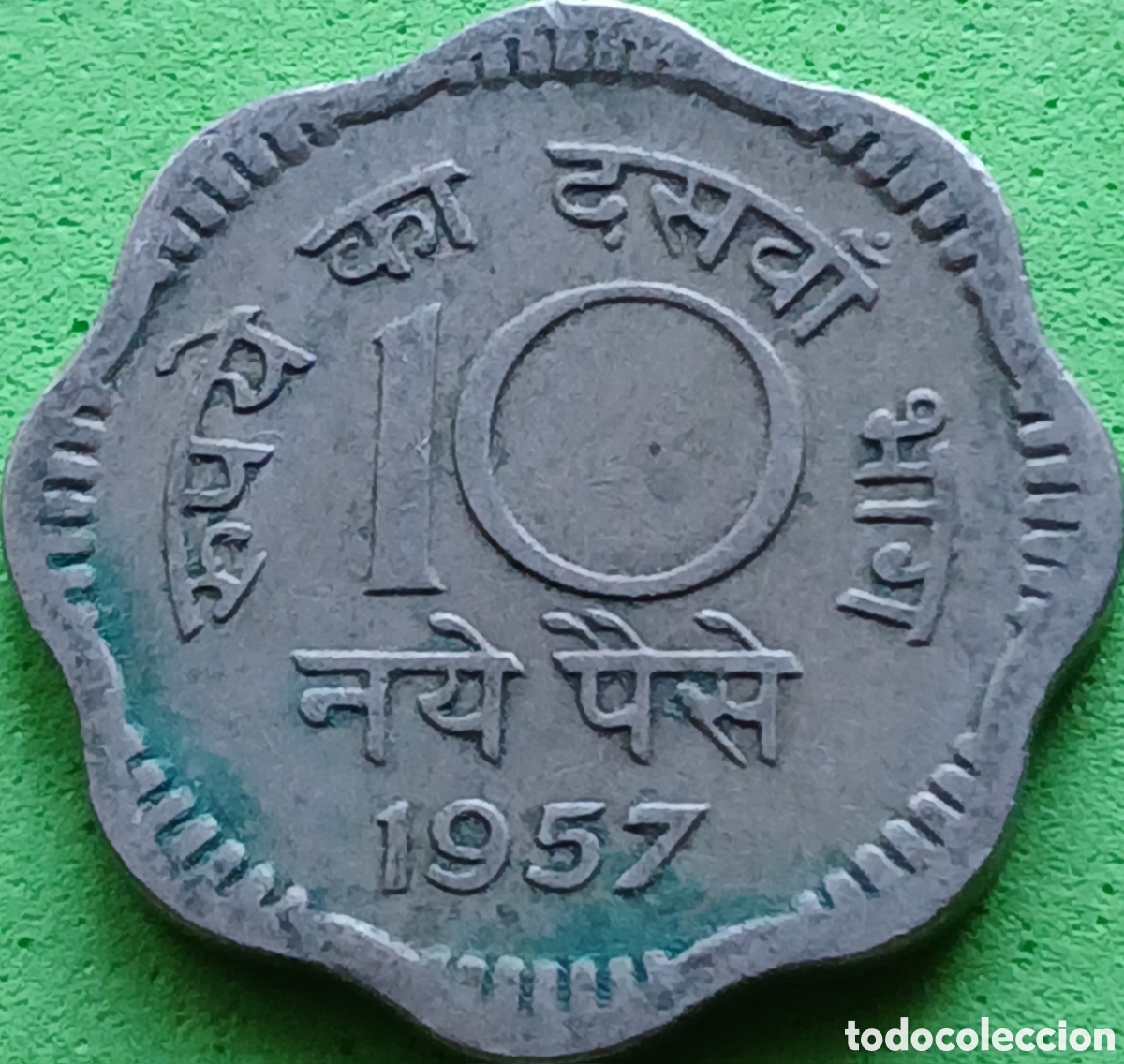 Monedas antiguas de Asia: India 10 naye paise 1957 km#24.1 sin marca de ceca - Calcuta