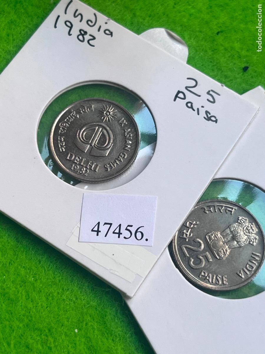 Monedas antiguas de Asia: India 25 paisa 1982 B, IX juegos asi&aacute;ticos, una moneda, 47456 3