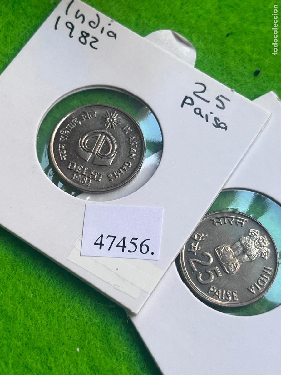 Monedas antiguas de Asia: India 25 paisa 1982 B, IX juegos asi&aacute;ticos, una moneda, 47456
