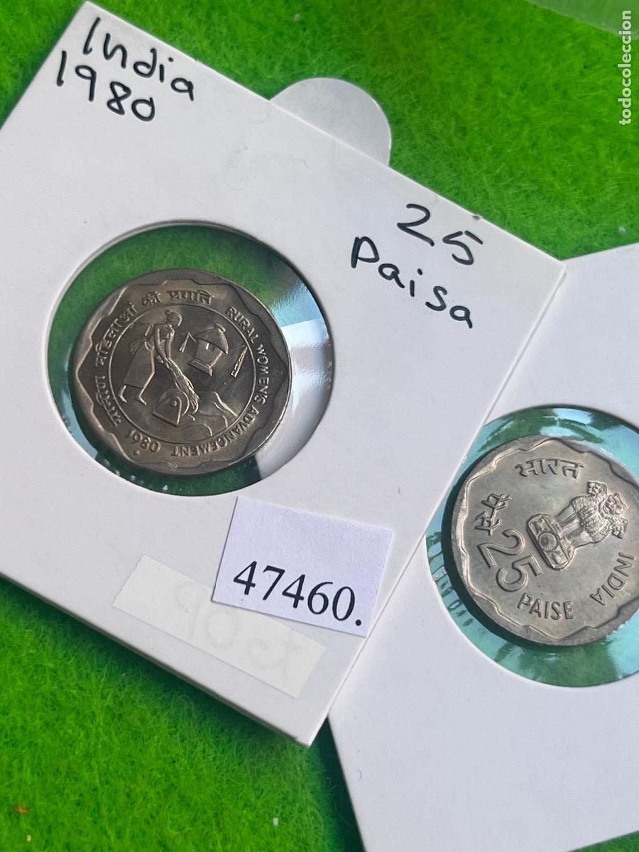Monedas antiguas de Asia: India 25 paisa 1980 B, Promoci&oacute;n Mujeres Rurales , una moneda, 47460 3