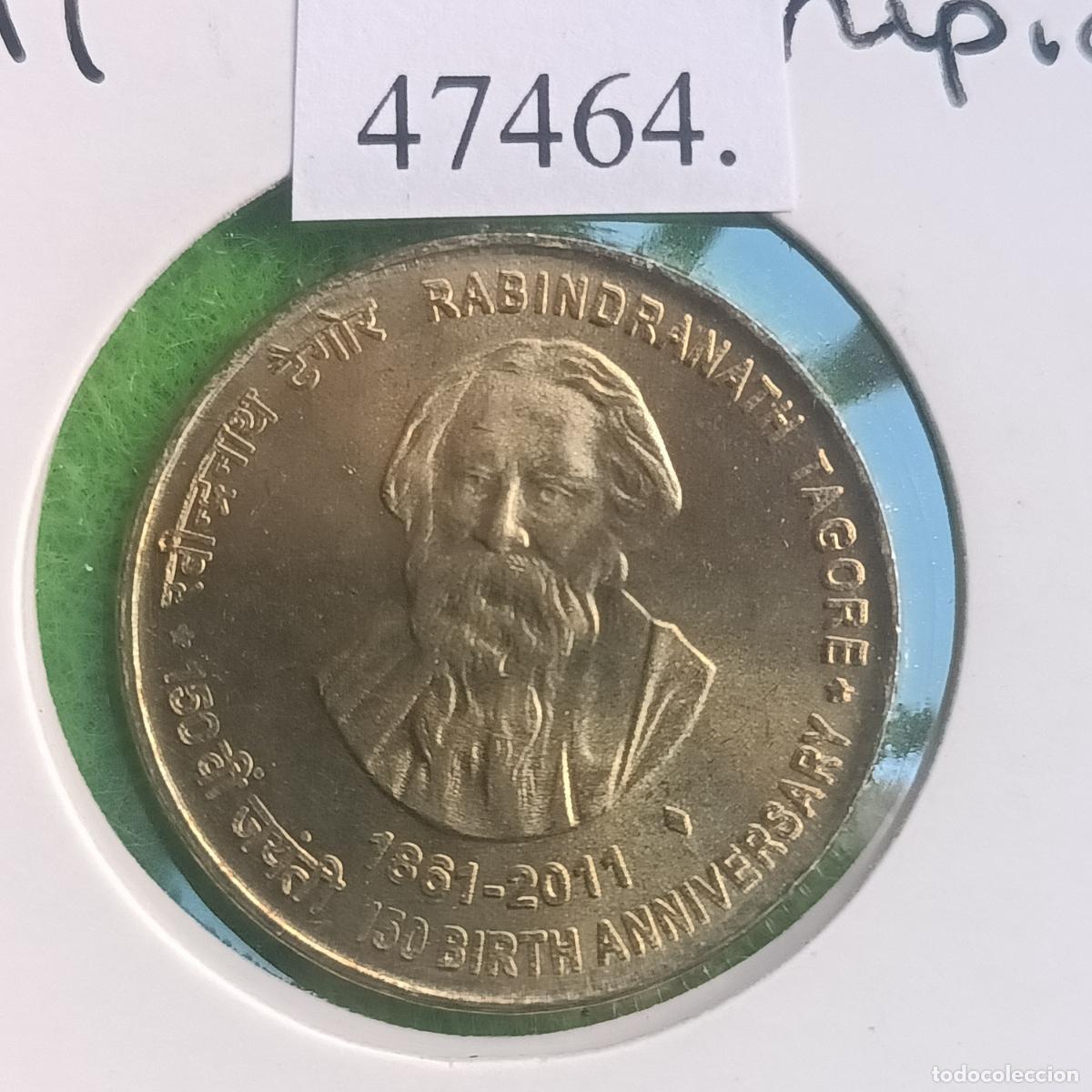 Monedas antiguas de Asia: India 5 rupias 2011 B, Rabindranath Tagore