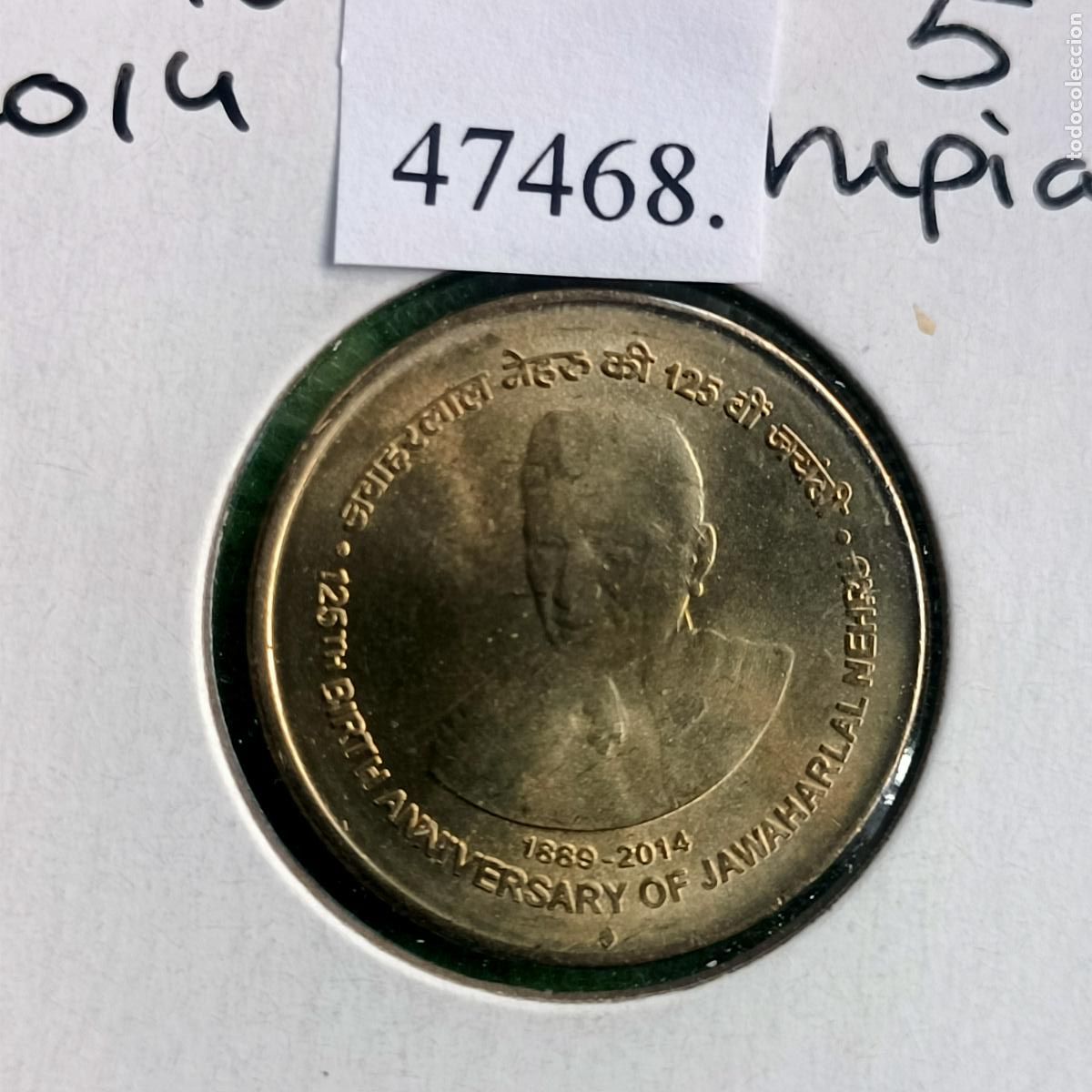 Monedas antiguas de Asia: India 5 rupias 2014 B, Nehru