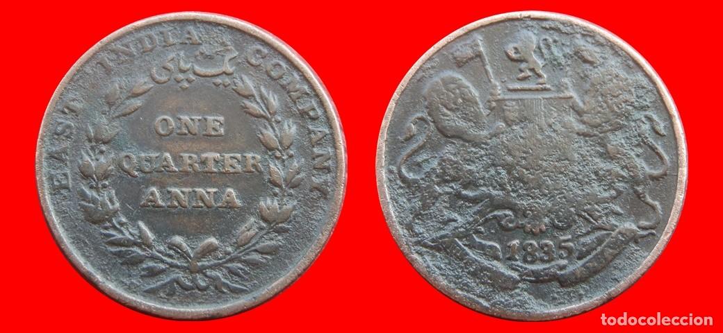 Monedas antiguas de Asia: 1/4 ANNA 1835 INDIA BRITANICA-151402