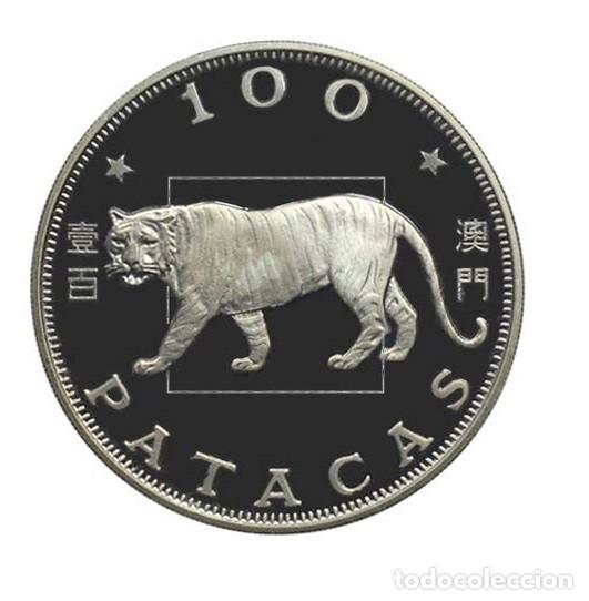 Monedas antiguas de Asia: 100 patacas plata MACAU 1986 - Calendario lunar A&Ntilde;O DEL TIGRE - MACAO