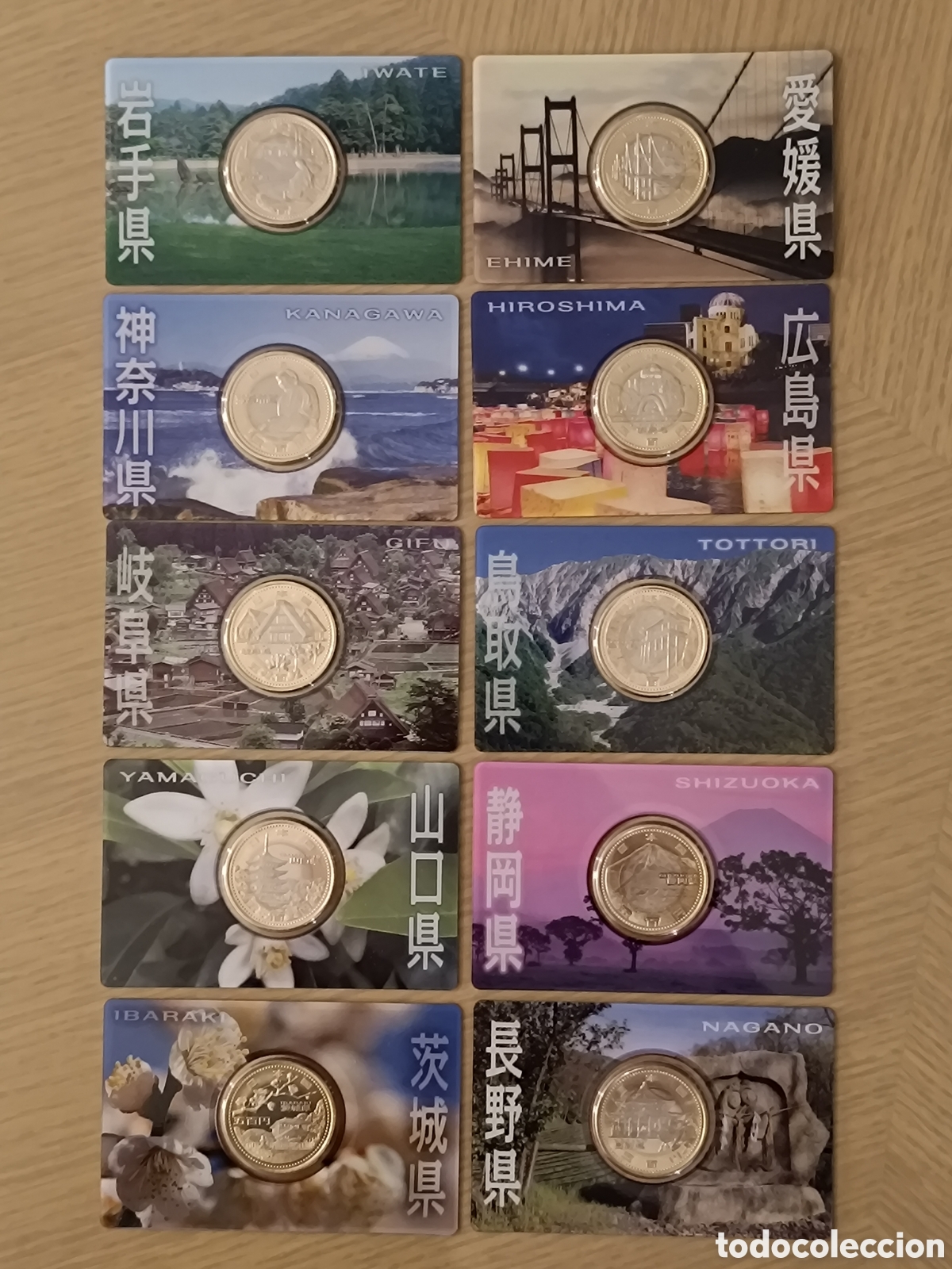 Monedas antiguas de Asia: Coincard 500 yenes prefecturas Jap&oacute;n