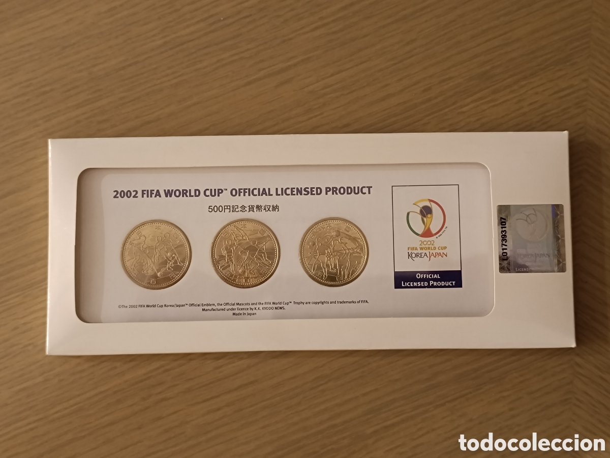 Monedas antiguas de Asia: Estuche oficial 3 monedas Jap&oacute;n Mundial FIFA 2002