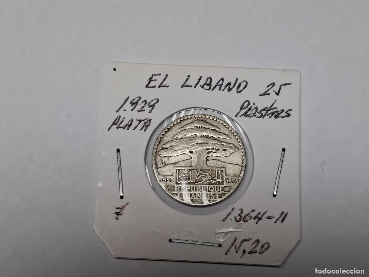 Monedas antiguas de Asia: 25 PIASTRAS de PLATA de1929 KM 7 LIBANO en MBC