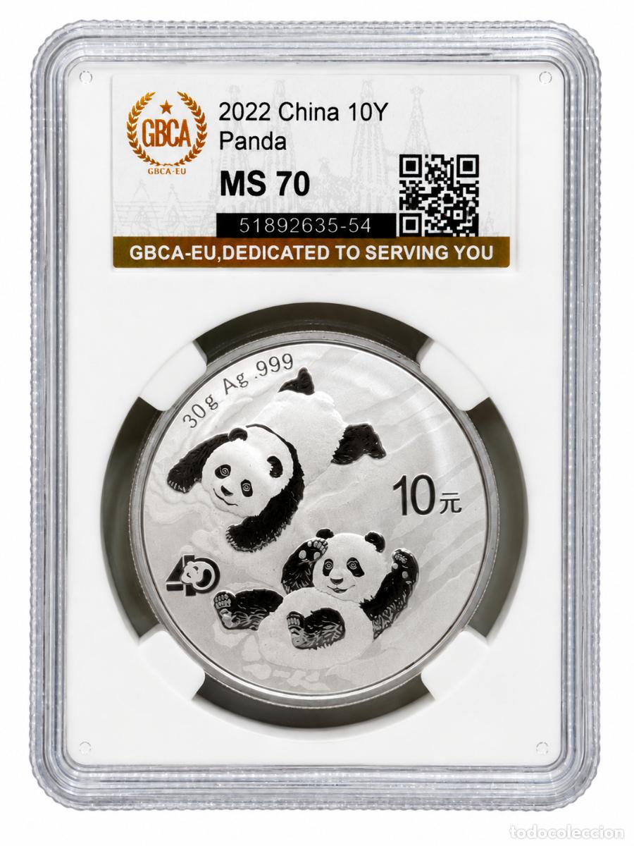 Monedas antiguas de Asia: *** MAGN&Iacute;FICOS 10 YUAN (PANDA) DE CHINA. 2022. CERTIFICADA MS 70. KM#1931 PLATA ***