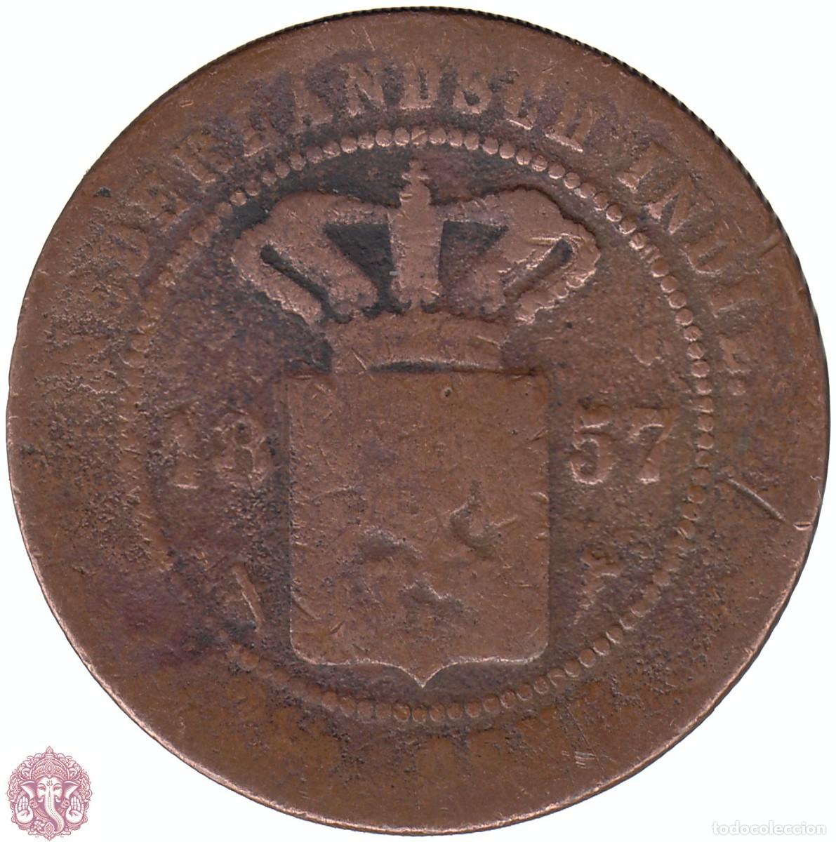 Monedas antiguas de Asia: INDIAS ORIENTALES NEERLANDESAS 2&frac12; CentavoS 1857 KM#308 HOLANDESAS