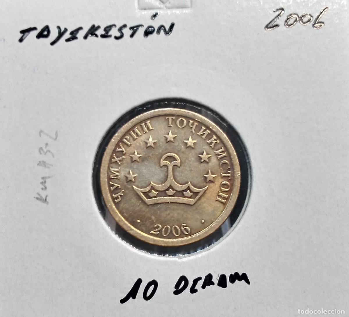 Monedas antiguas de Asia: TAYIKIST&Aacute;N 10 DIRAM 2006 KM#3.2 MBC.