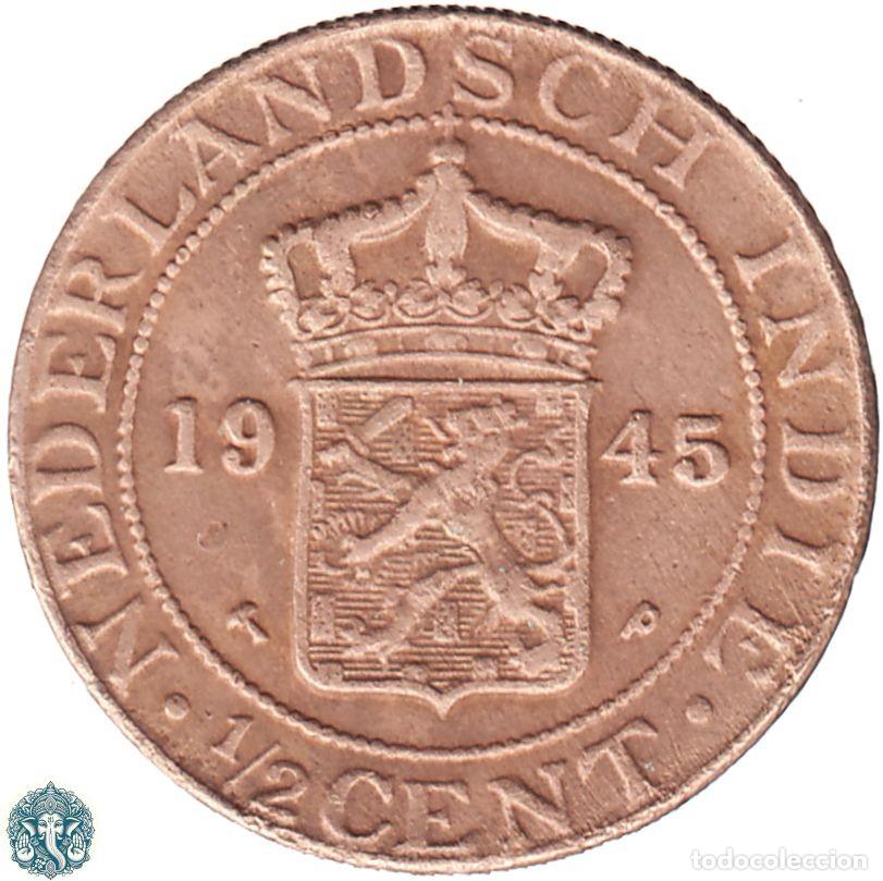 Monedas antiguas de Asia: INDIAS ORIENTALES NEERLANDESAS &frac12; Centavo 1945 Ceca P KM#314 INDIAS HOLANDESAS