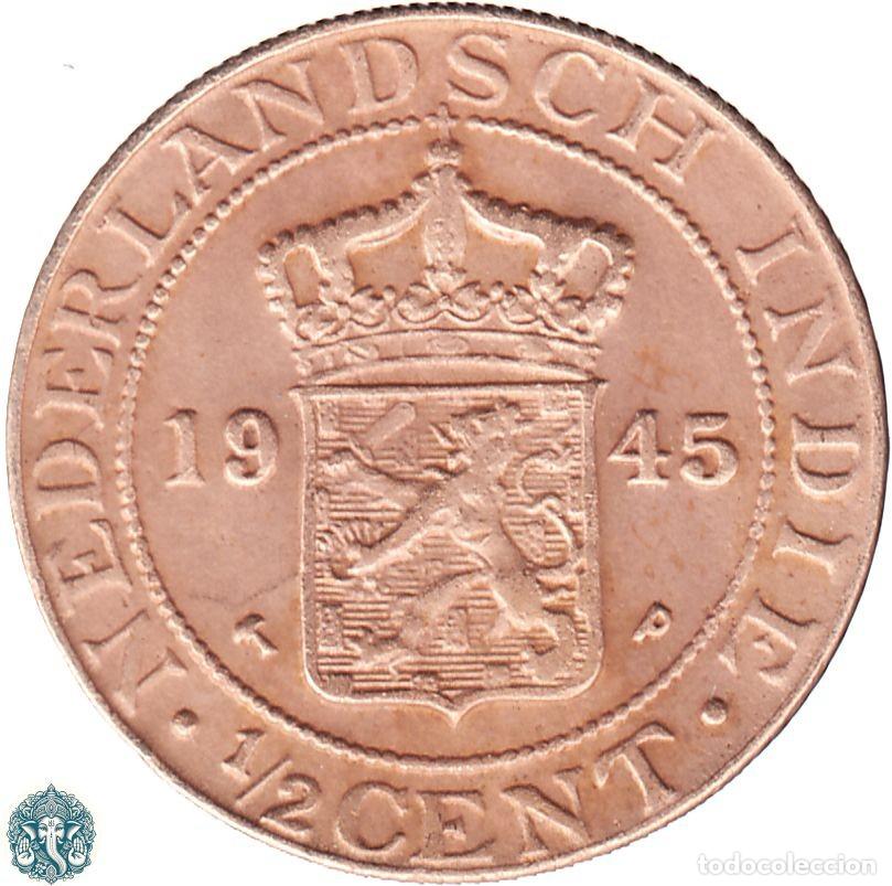 Monedas antiguas de Asia: INDIAS ORIENTALES NEERLANDESAS &frac12; Centavo 1945 Ceca P KM#314 INDIAS HOLANDESAS