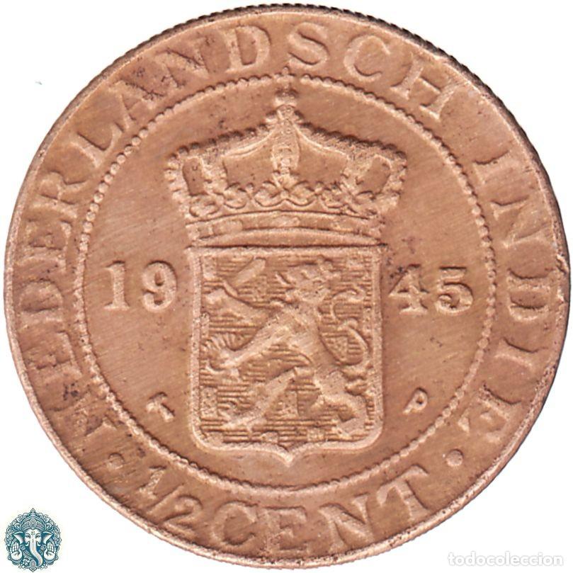 Monedas antiguas de Asia: INDIAS ORIENTALES NEERLANDESAS &frac12; Centavo 1945 Ceca P KM#314 INDIAS HOLANDESAS